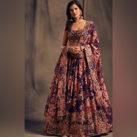 Stunning Indian Semi Stitched Lengha Choli Pakistani Party Ghagraa Women